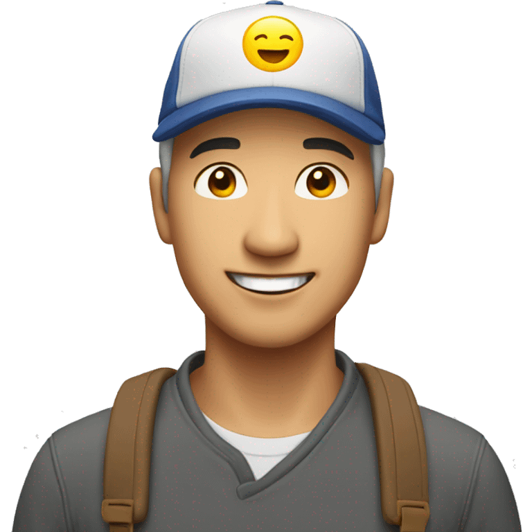 smiling asian man with cap emoji