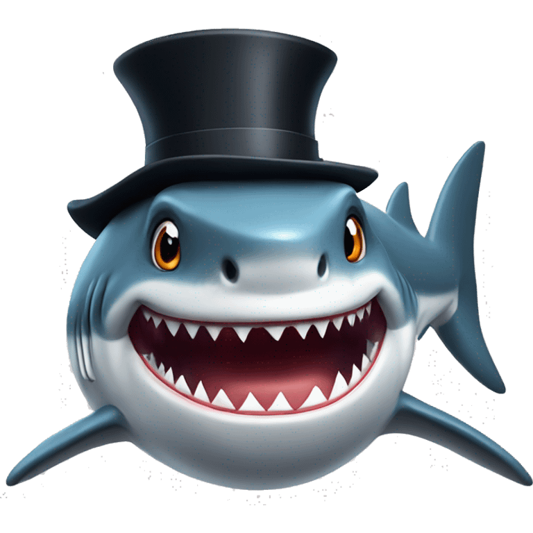 Shark with a top hat emoji