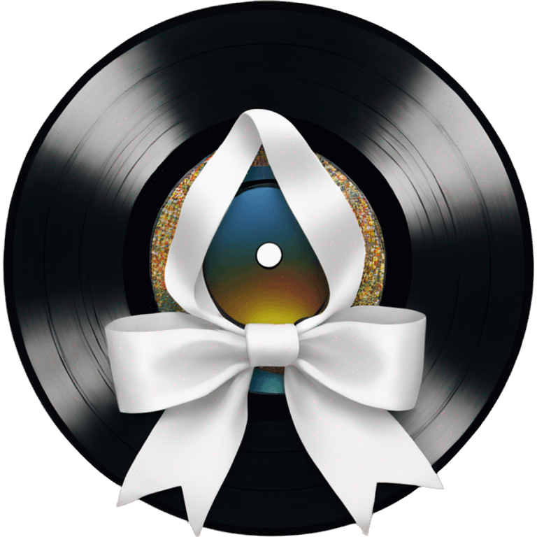  vinyl record with white bow emoji