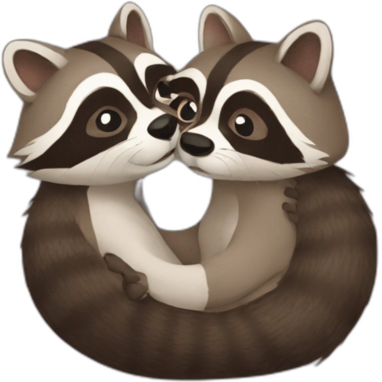 Raccoon otter kissing emoji