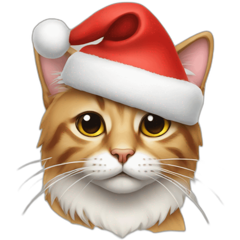 A cat with a Christmas hat emoji