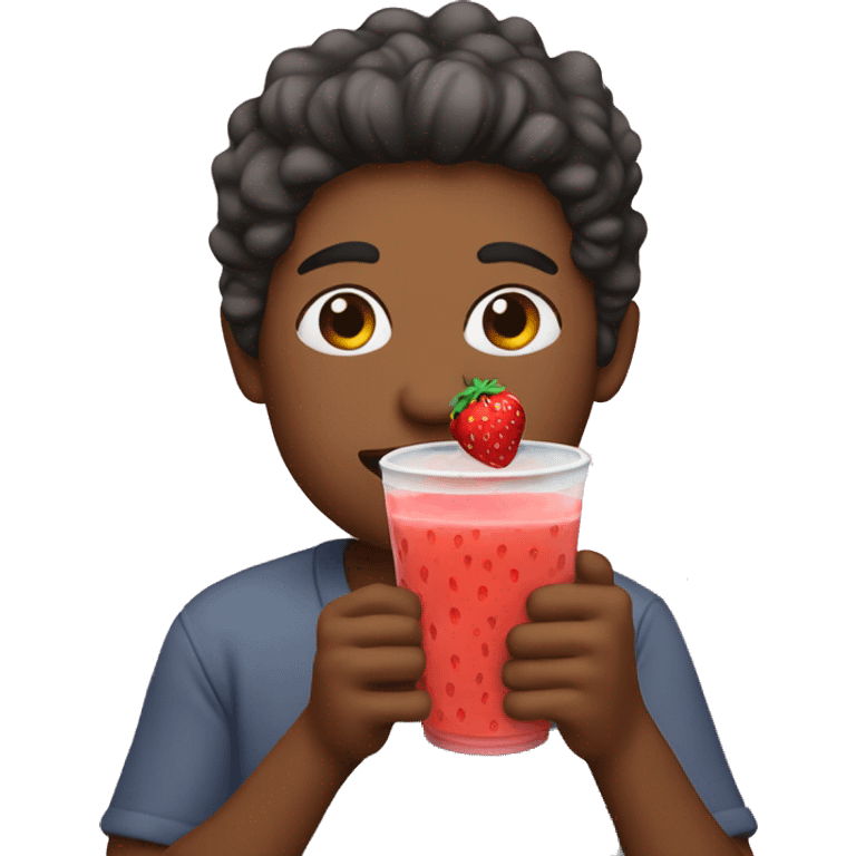 Person drinking strawberry boba emoji