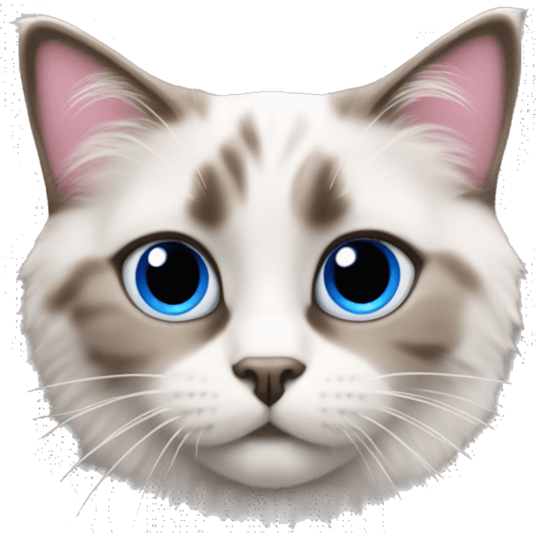 Ragdoll mix with tabby cat with blue eyes and pink nose emoji