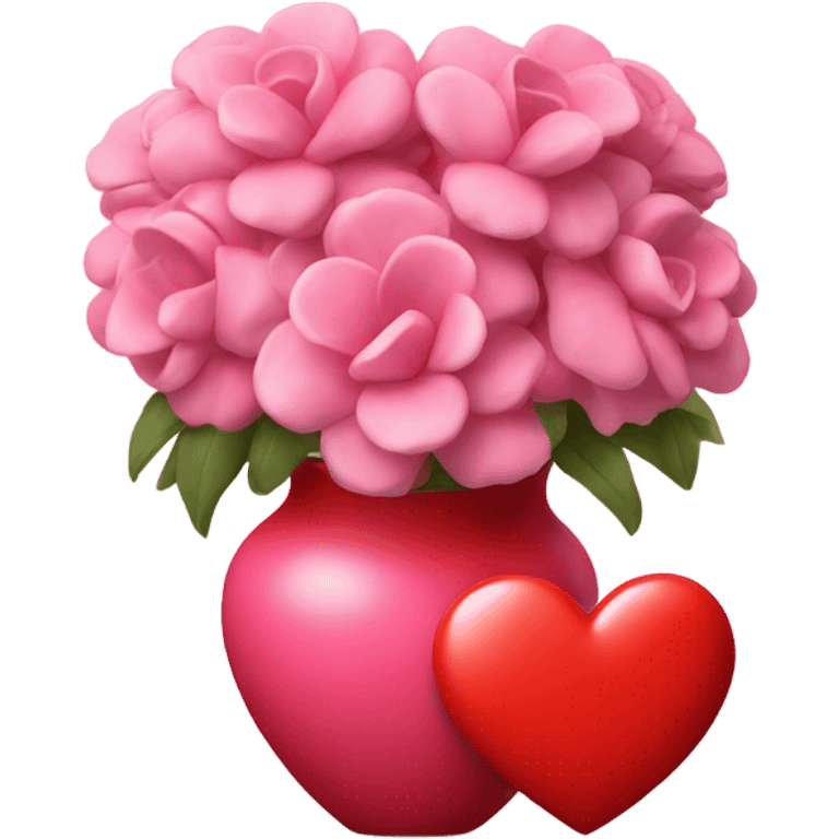 A pink Delilah flower in a love heart vase that is red emoji