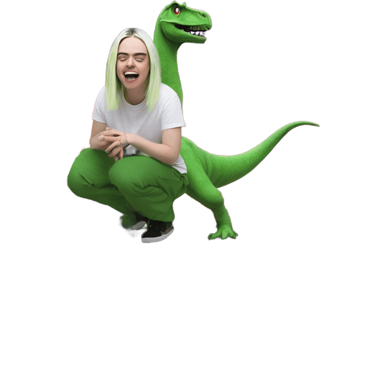 Billie eilish on a volcano with a dinosaur  emoji