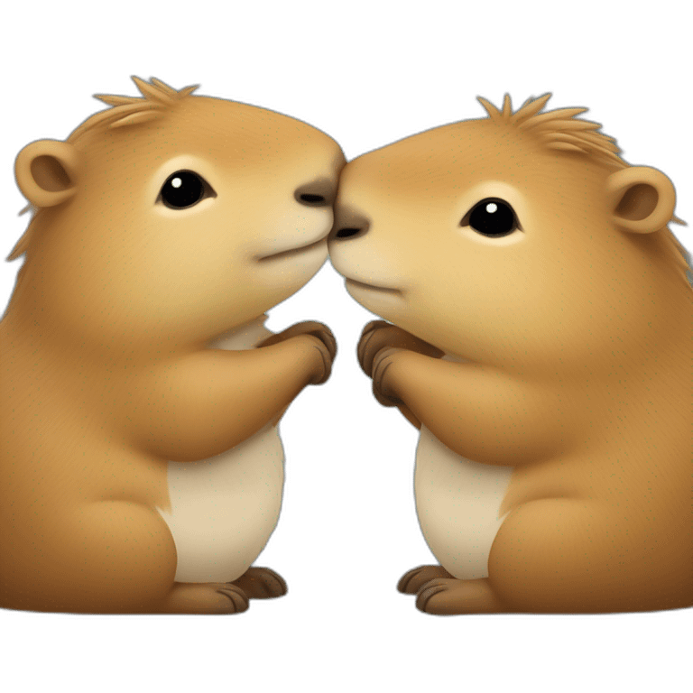 two happy capybaras hugging each other emoji