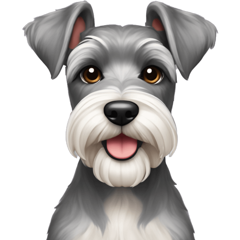 Perrito schnauzer color sal y pimienta con colita feliz emoji