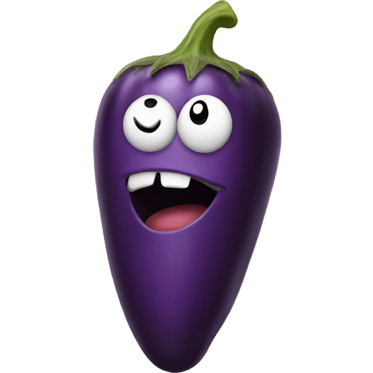 Emoji eating eggplant emoji