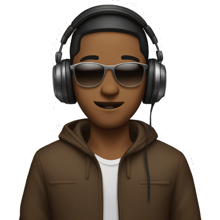 Brown dj playing  emoji