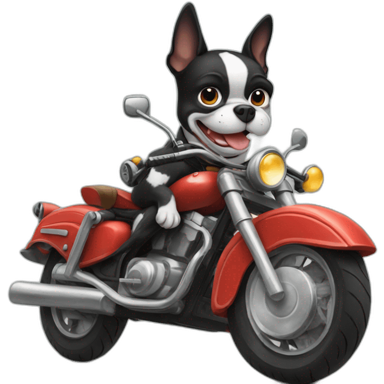 Boston Terrier riding a motorcycle  emoji