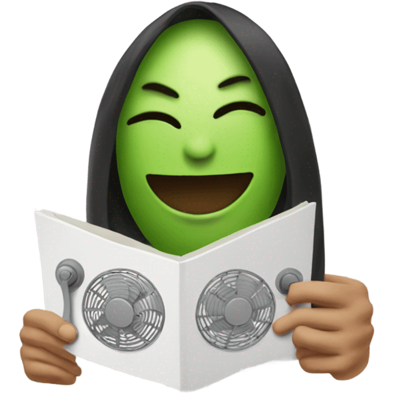 An avo switching on a fan emoji