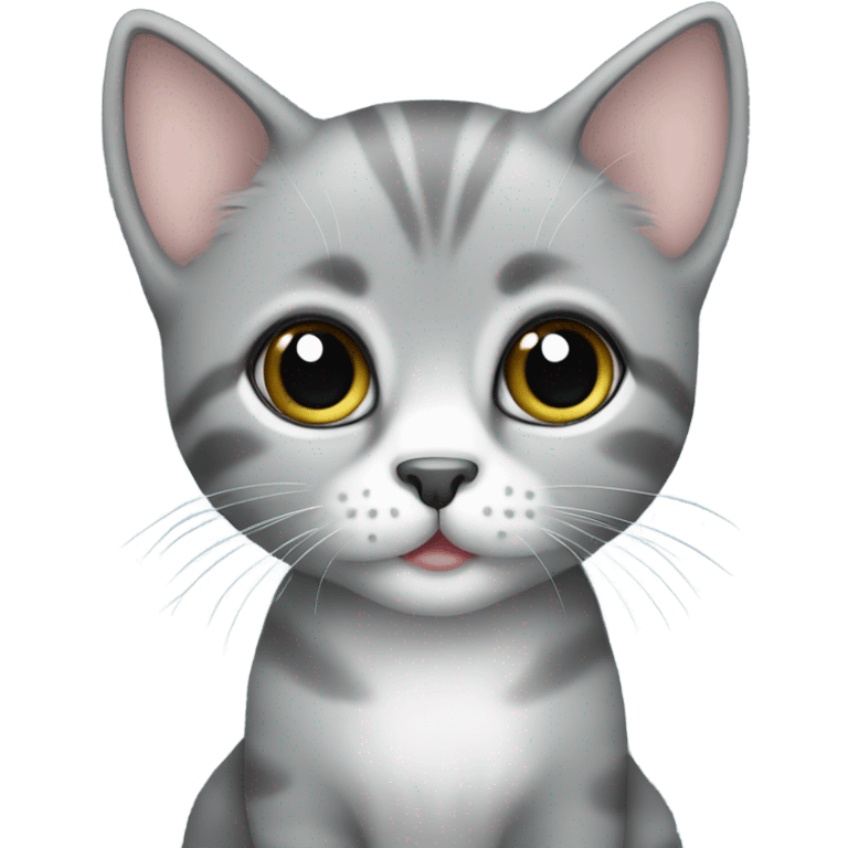 Cute big eyed grey kitten emoji