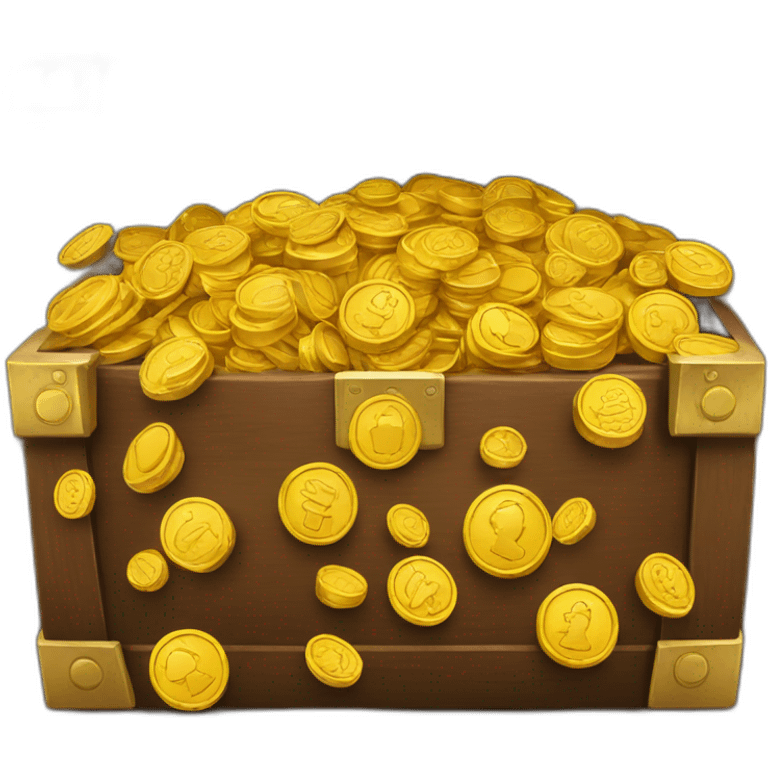 many gold coin in a coffer emoji