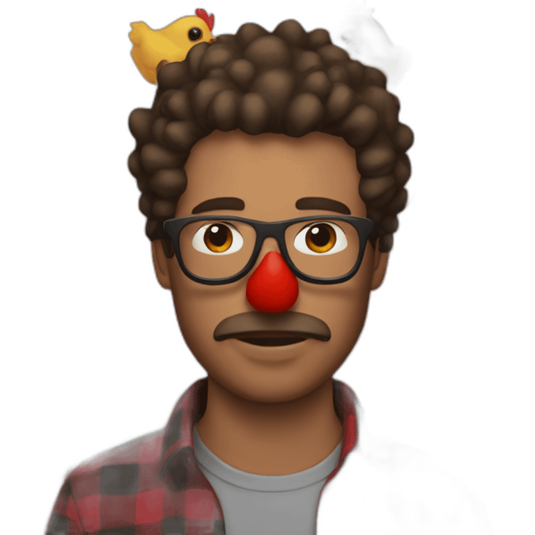 man in chicken mask and red flannel emoji