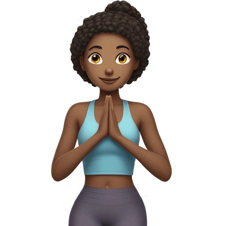 gen z/millennial girl, wearing a yoga outfit + holding a yoga matt emoji