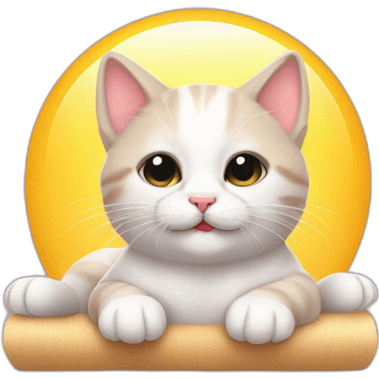 Very cute kitten sunbathing emoji