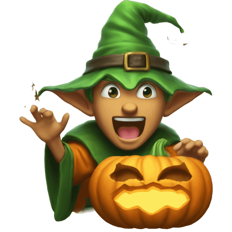 pumkin elf male casting a spell emoji