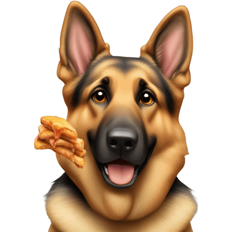 German shepherd eating chicken  emoji