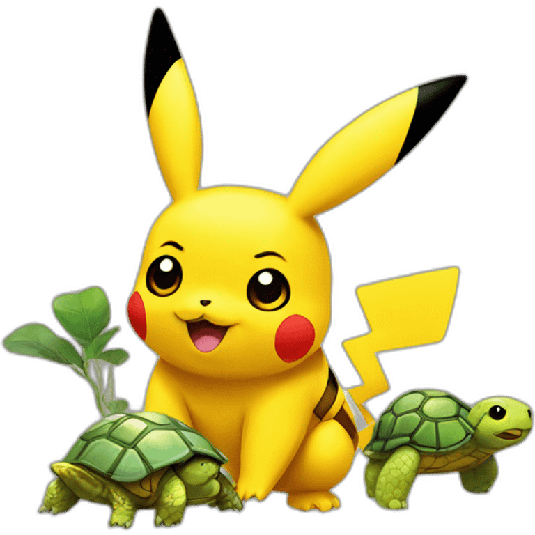 pikachu with turtle emoji