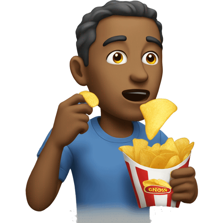 Man eating chips emoji