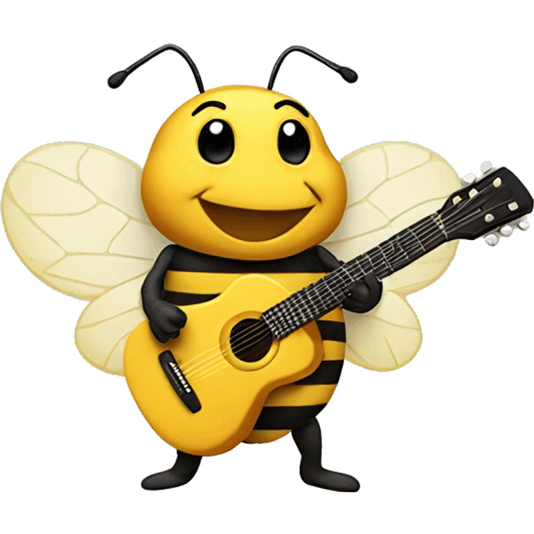 Bee playing a guitar emoji