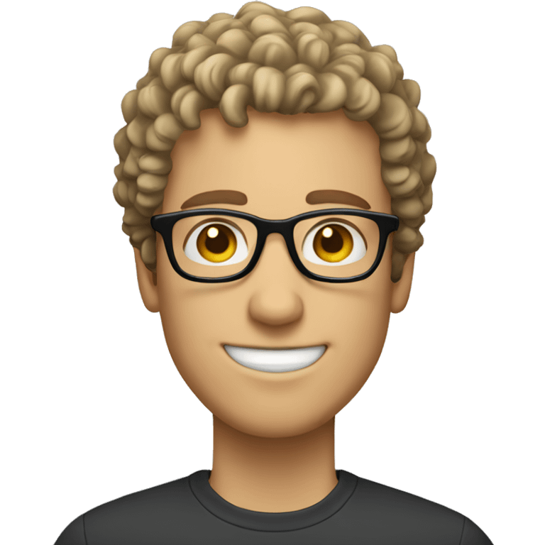 caucasian guy with short curly hair and black glasses emoji