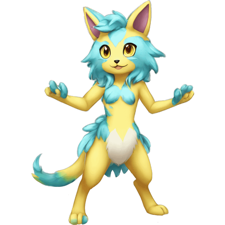 Anthro Sona Colorful Glossy Shiny Fakemon Full Body emoji