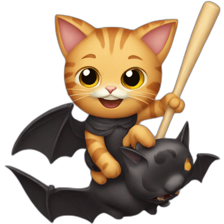 cat riding a bat emoji