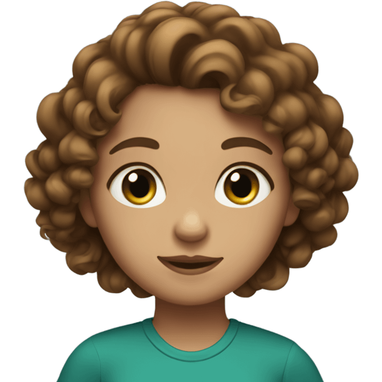 Girl with blue/green eyes, curly brown hair to her shoulders  emoji