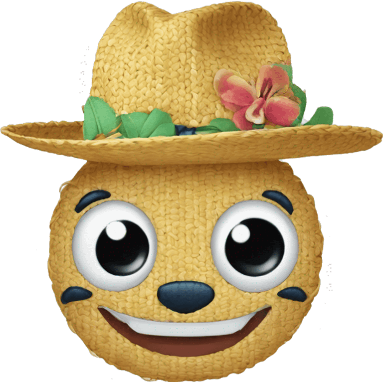 Stitch avec un chapeau de paille et une cicatrice sous l’oeil emoji