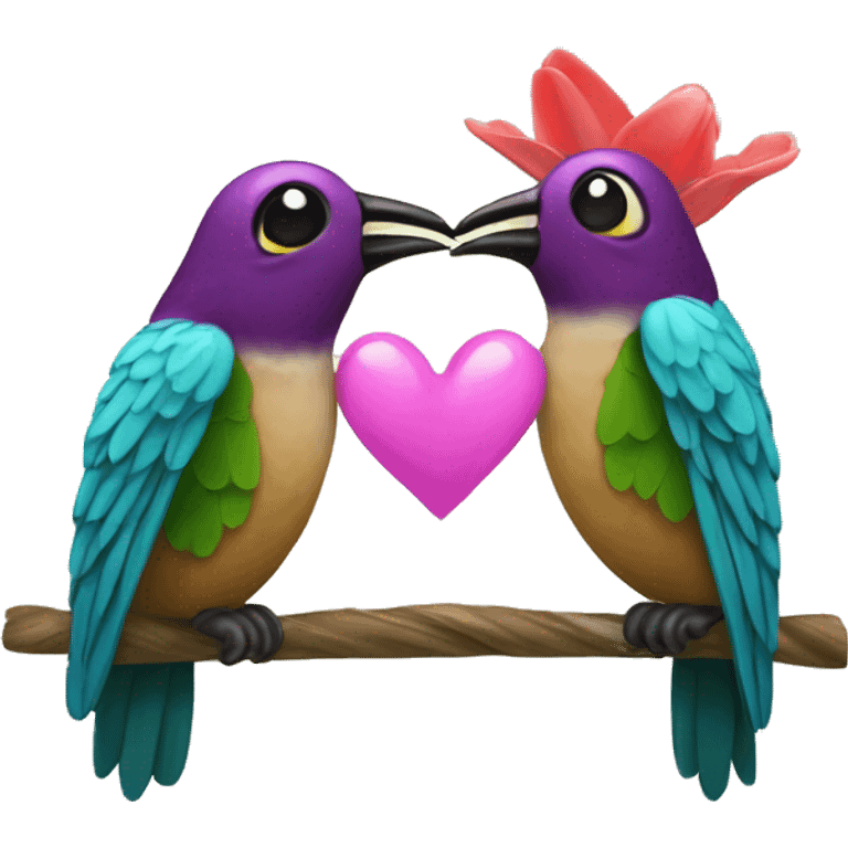 emoji de un colibrí con dos enamorados emoji