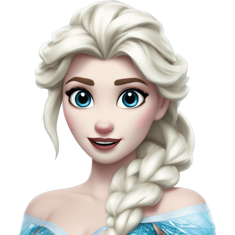 Warcraft award winning frozen ice Elsa in Marvel Avengers style, oil paint, mysterious eyes, intricate lips, masterpiece pose, odd perspective, beautiful, desirable, logical emoji