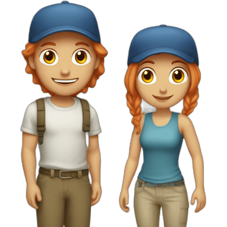 couple boy blond with cap and woman redhair emoji