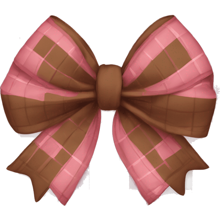 Pink and brown plaid bow emoji