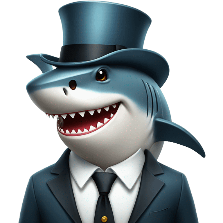 Shark with a top hat emoji