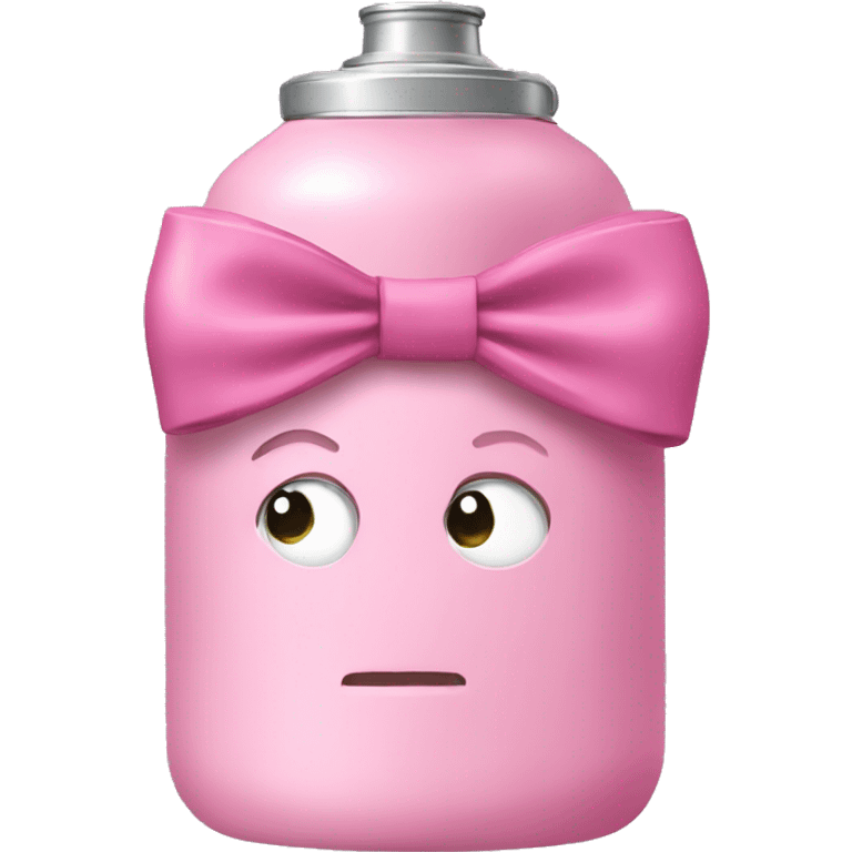 Pink Stanley water bottle with a bow emoji