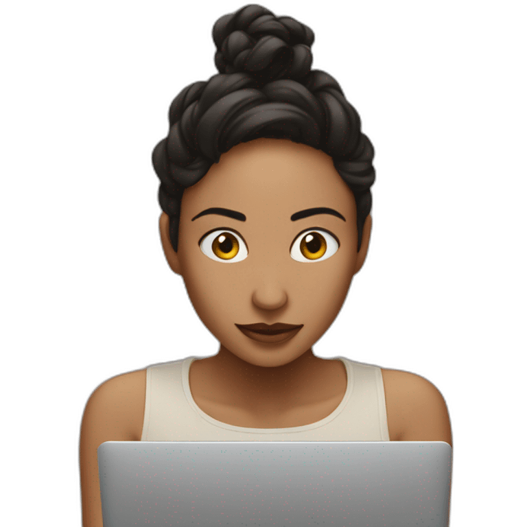 woman hiding behind a laptop inception emoji