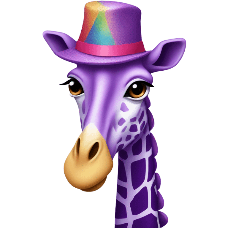 Purple giraffe wearing a hat emoji