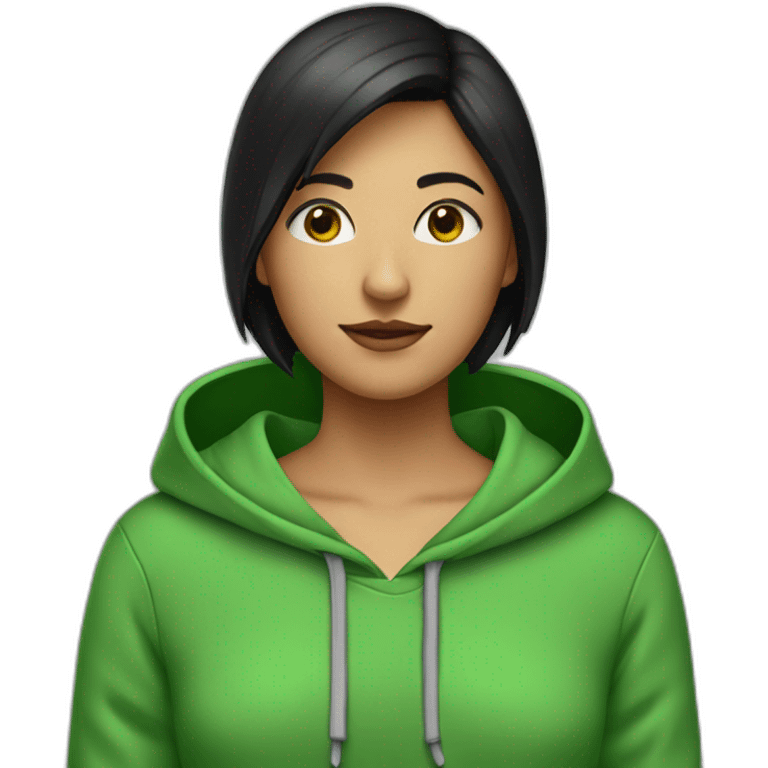 Girl-with-short-black-hair-and-green-hoodie emoji