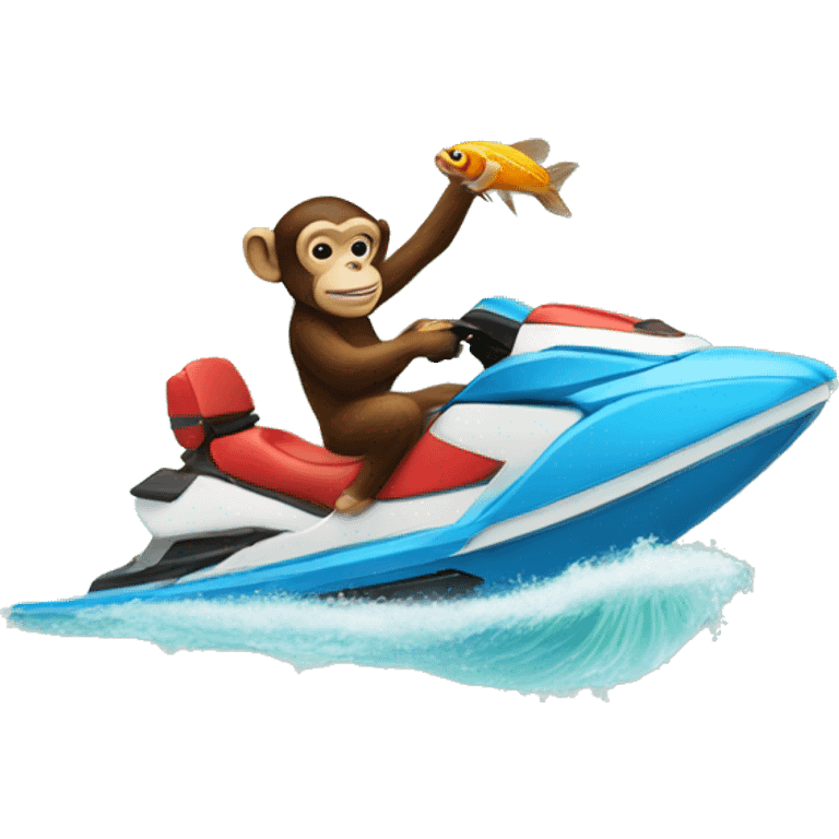 a monkey riding a fish like a jetski emoji