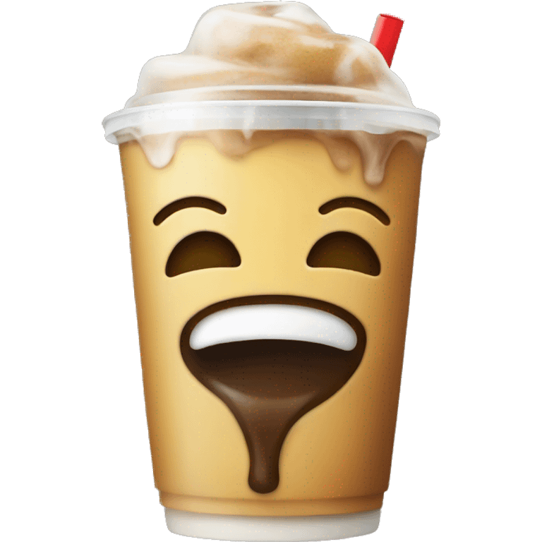 smiley sipping an iced coffee emoji