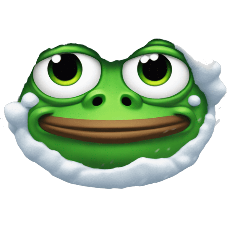 pepe the frog covered in snow emoji