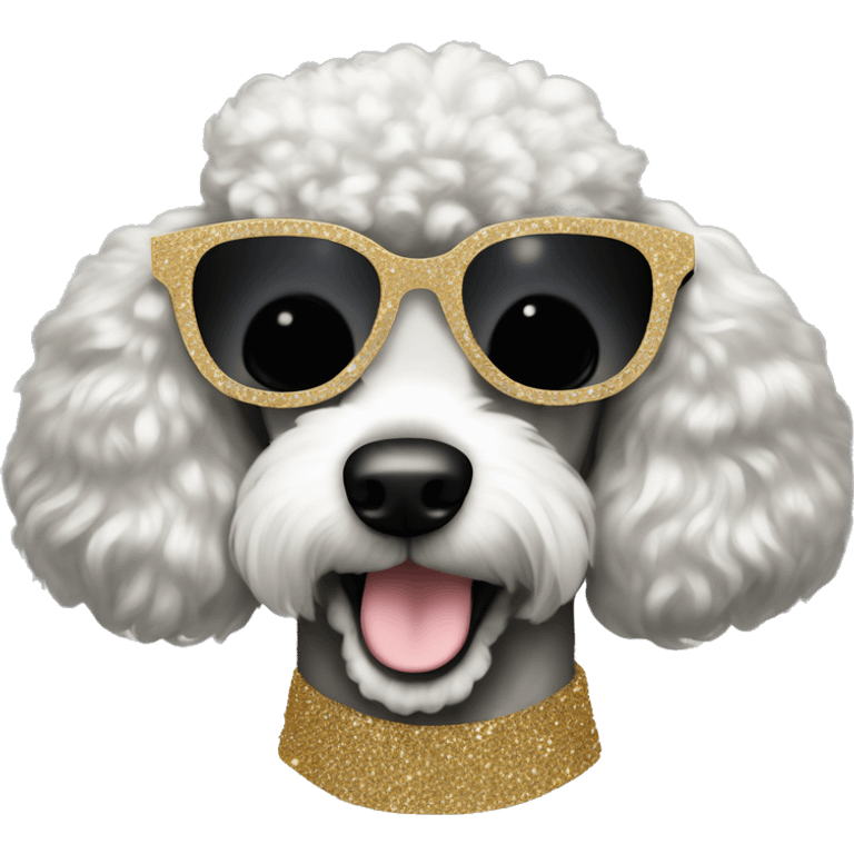 Poodle wear glitter sunglasses  emoji