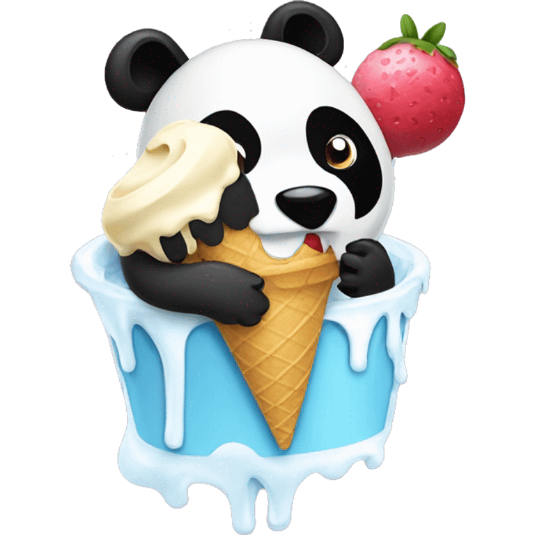 Panda eating ice cream emoji