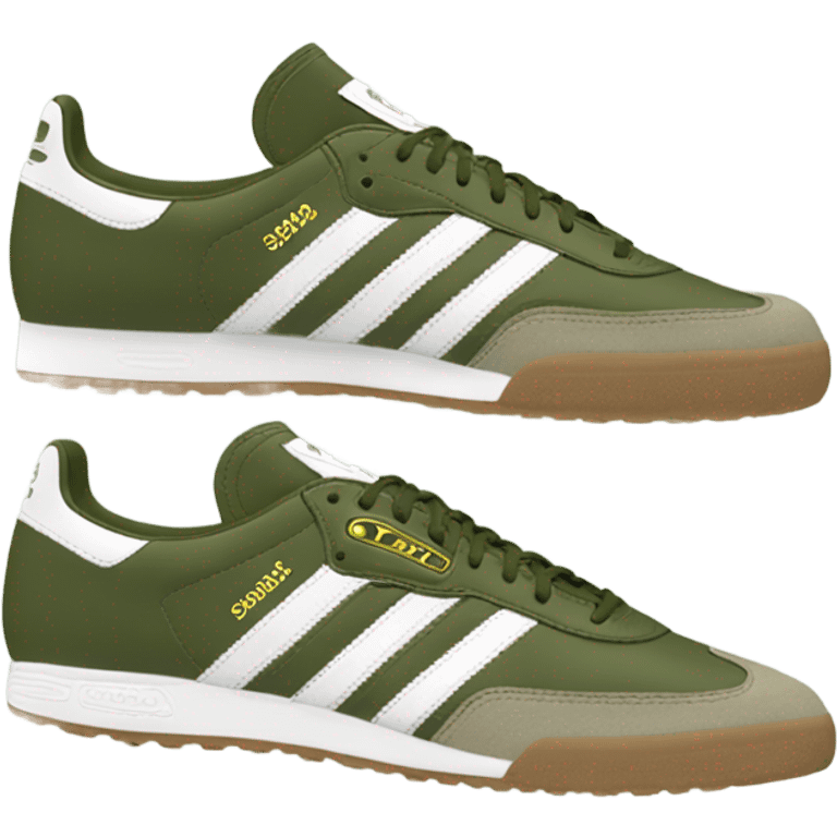 two khaki green adidas samba emoji