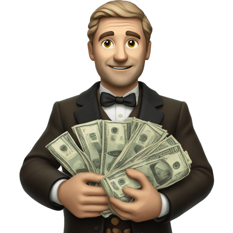 photorealistic aristocrat with money bag in his hands emoji