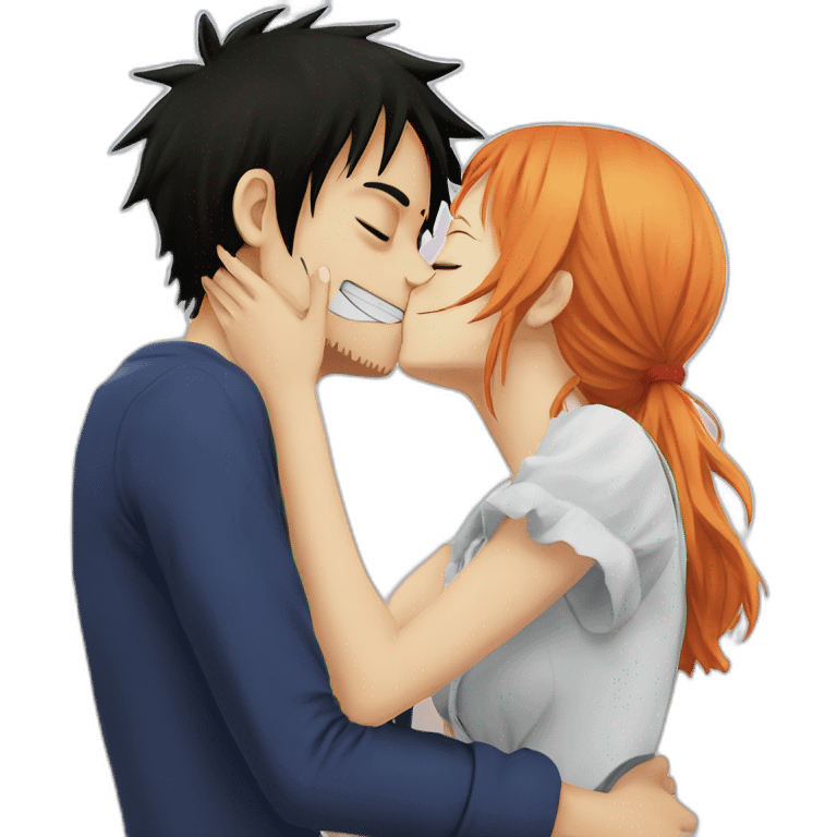 Luffy kissing nami emoji