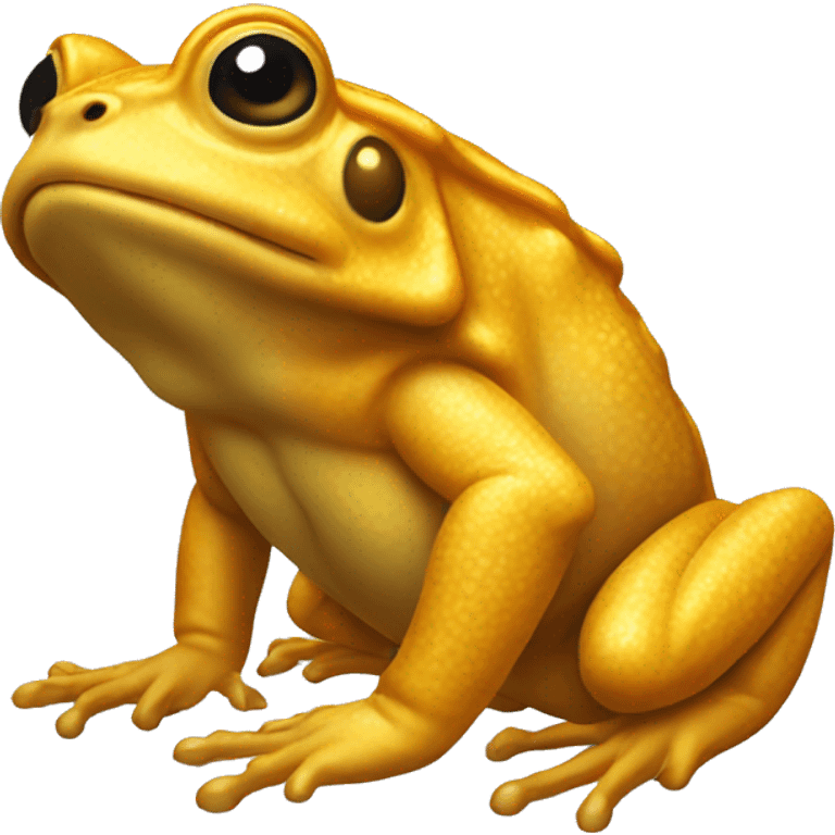 golden toad with 2 legs in front and 1 hind leg. Only 3 Legs emoji