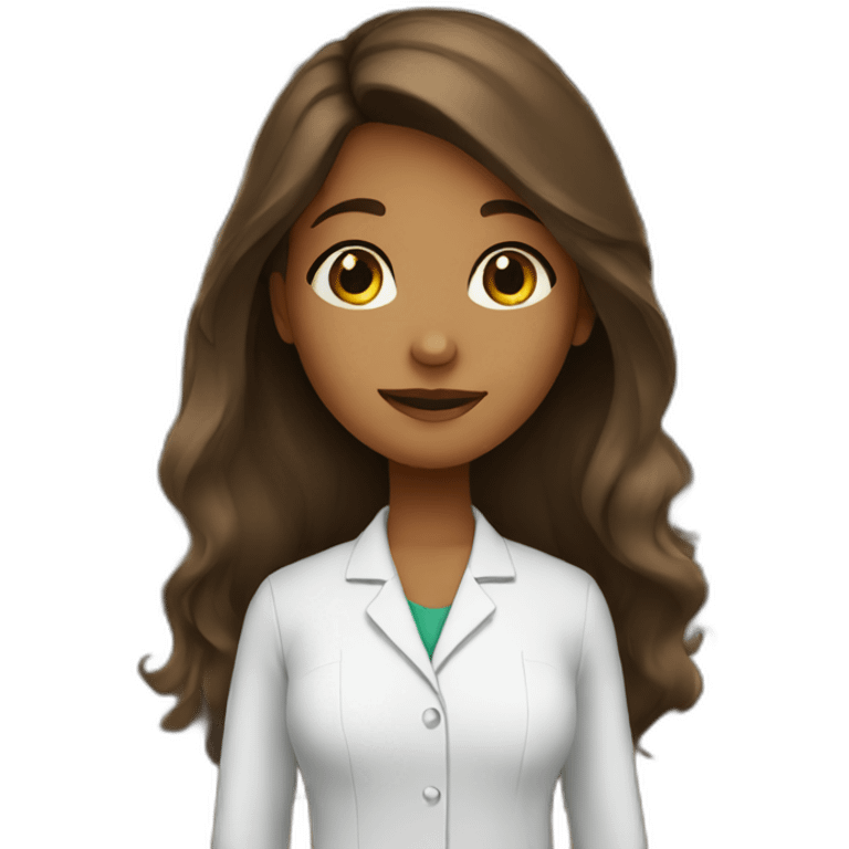 Brown young girl with long hair working in a pharmacy emoji