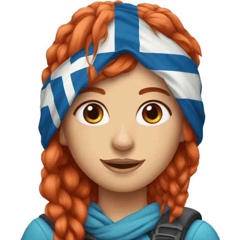 a red hair female on everest with greek flag emoji